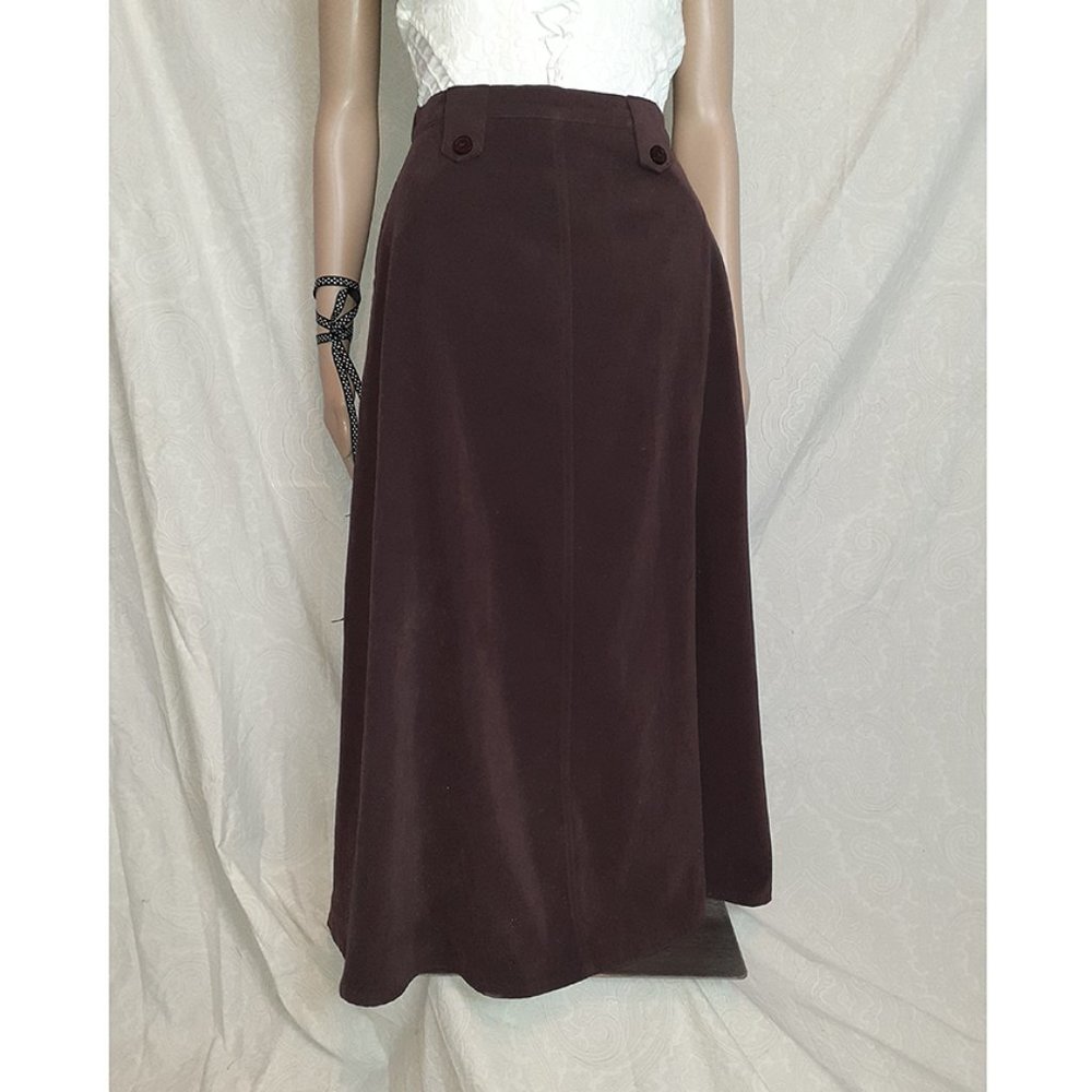 SKIRT: vintage 90s wine or plum Coldwater Creek peach skin a-line skirt with bel